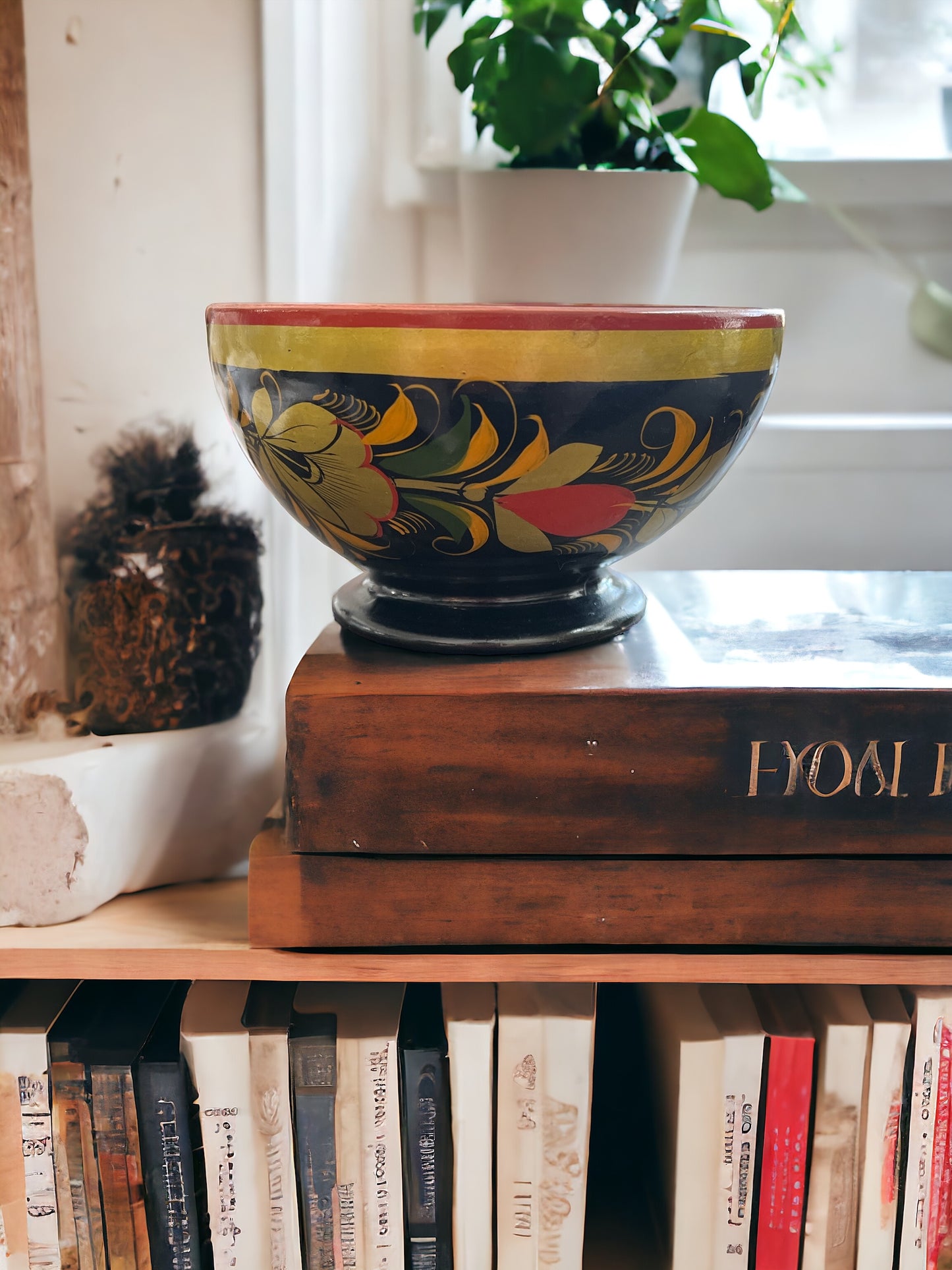 Vintage Wooden Lacquer Khokhloma Bowl