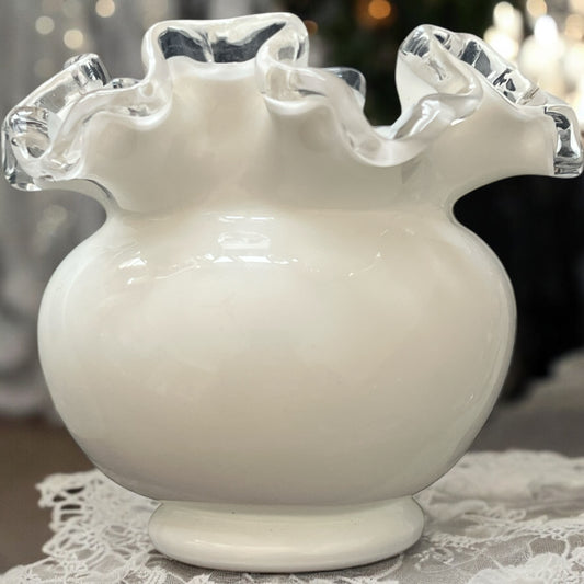 Fenton “Silver Crest” Milk Glass Vase