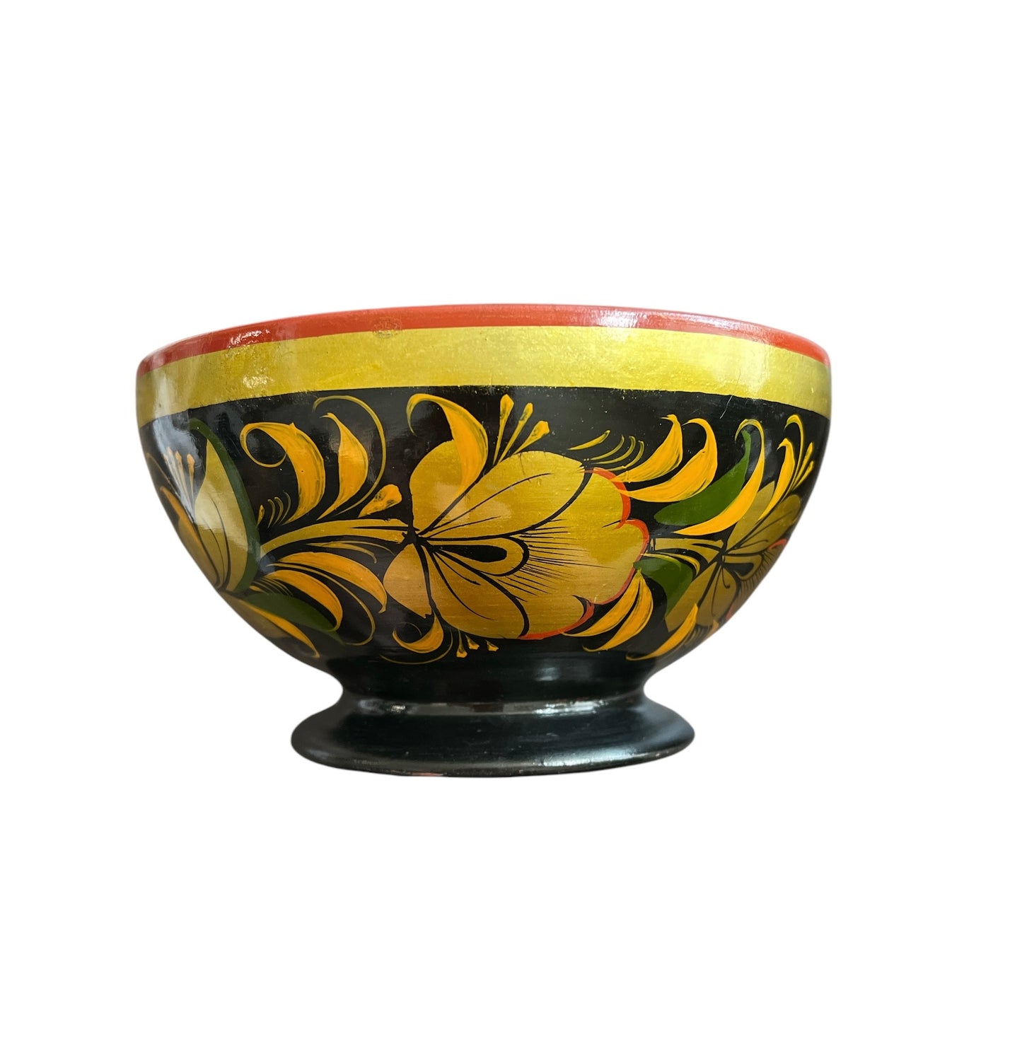 Vintage Wooden Lacquer Khokhloma Bowl