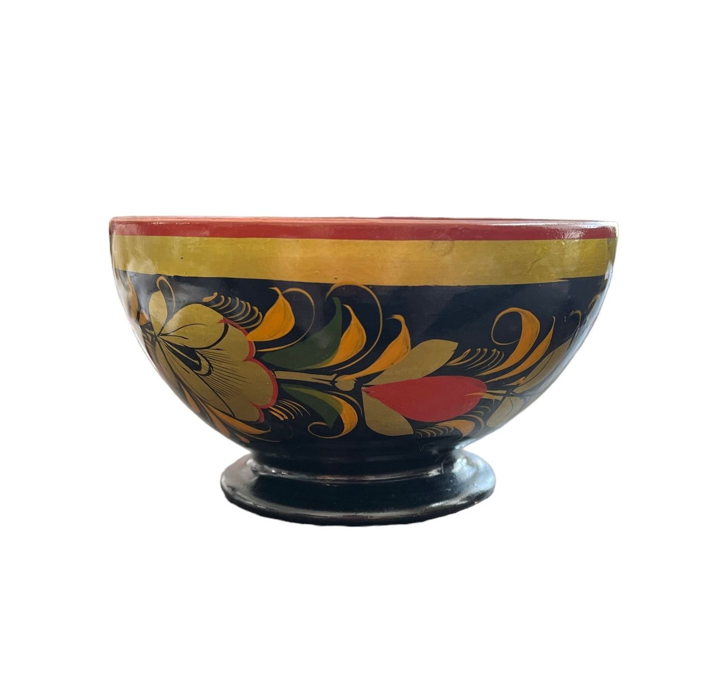 Vintage Wooden Lacquer Khokhloma Bowl