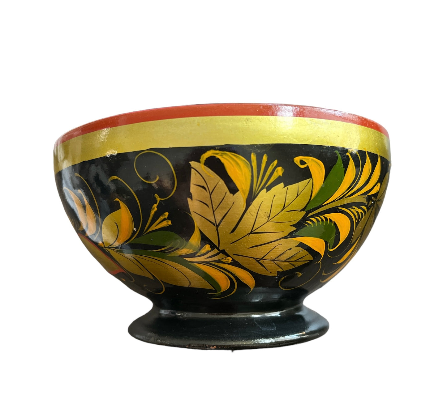 Vintage Wooden Lacquer Khokhloma Bowl