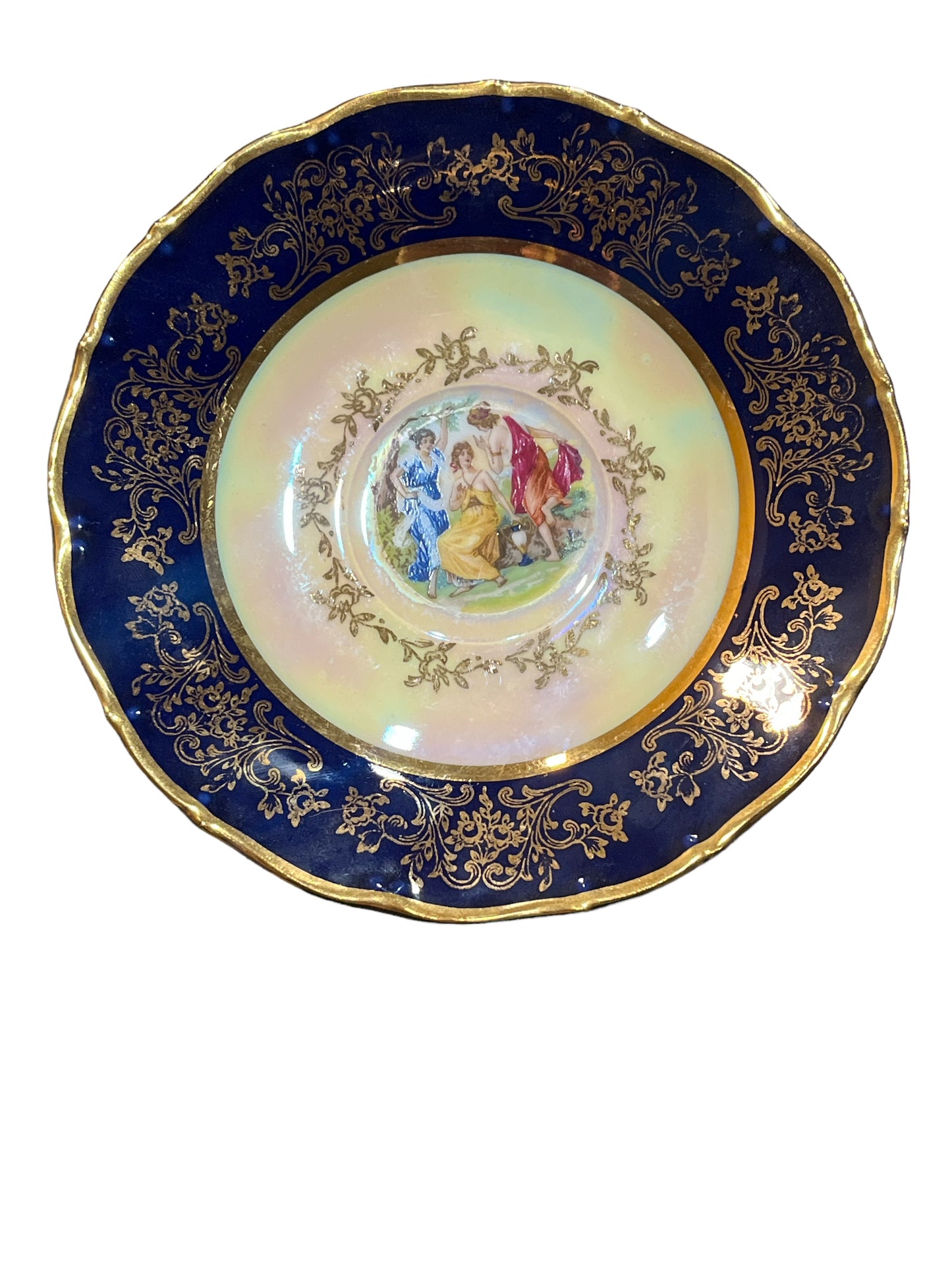 Vintage MZ Moritz Zdekauer Cobalt Blue Porcelain Salad Plates