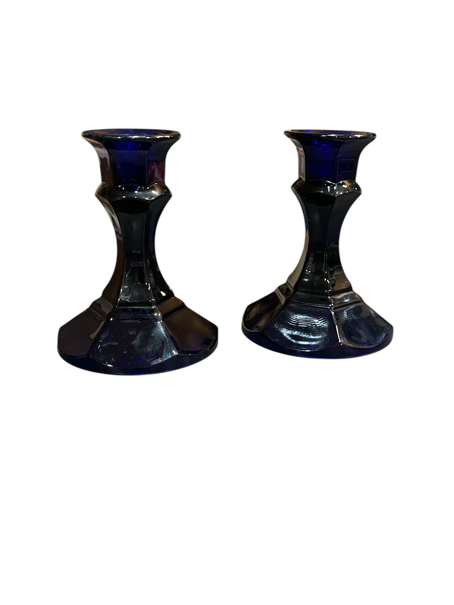 Vintage Cobalt Blue Candlestick Holders