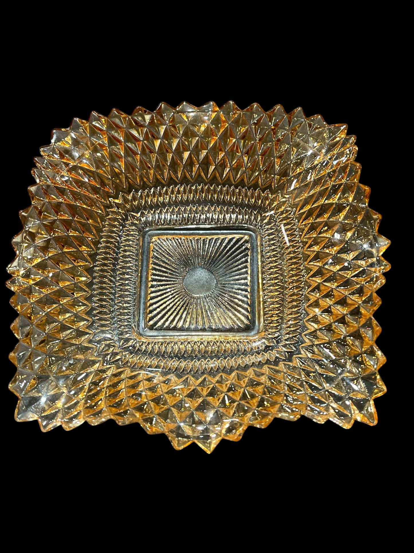 Federal Glass Amber Diamond Point Candy Dish