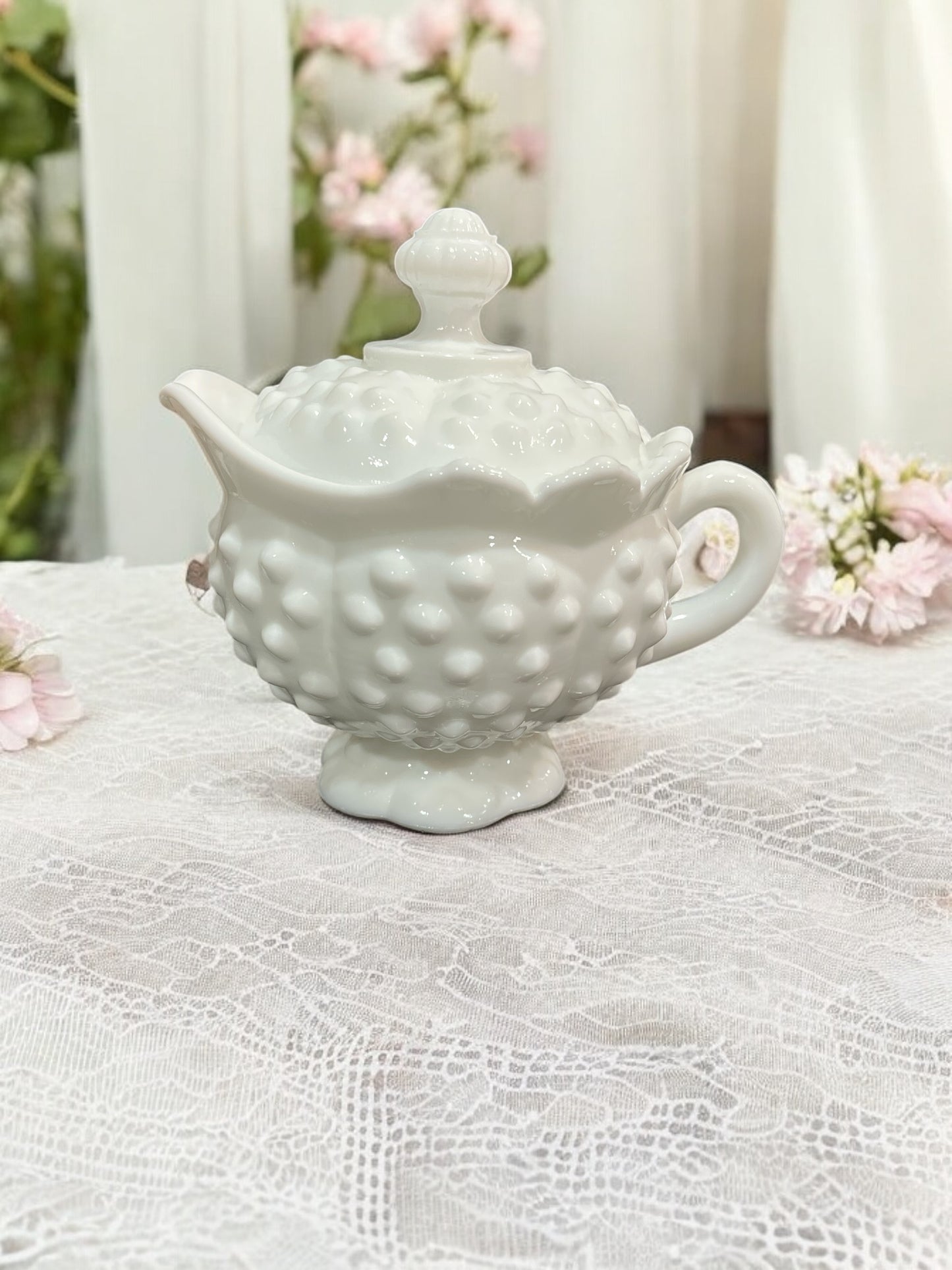 Vintage Fenton Hobnail Milkglass Creamer