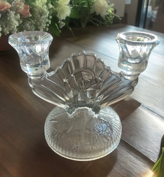 Jeannette Glass Co. iris Herringbone Double Candlestick Holder