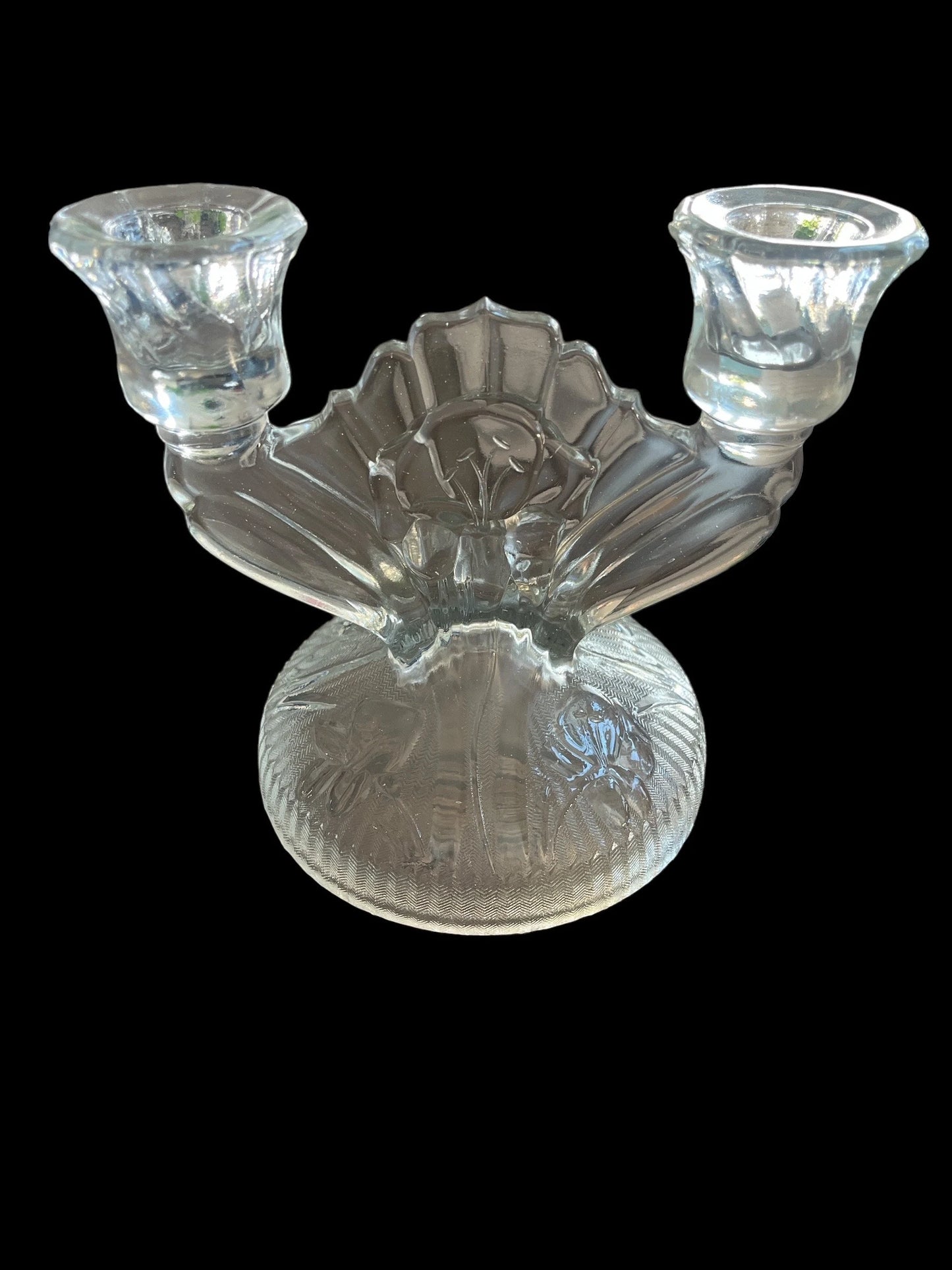 Jeannette Glass Co. iris Herringbone Double Candlestick Holder